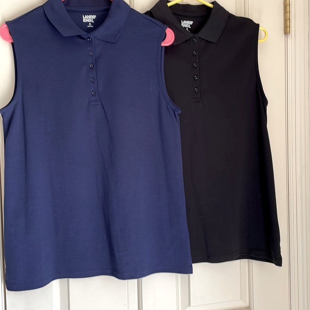 Two (2) Lands End 100% cotton sleeveless tops.